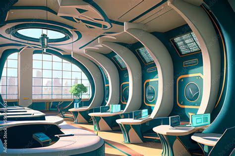 Futuristic school interior, ai illustration Stock Illustration | Adobe Stock