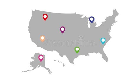 Vector United States USA Map With Pointers Isolated Stock