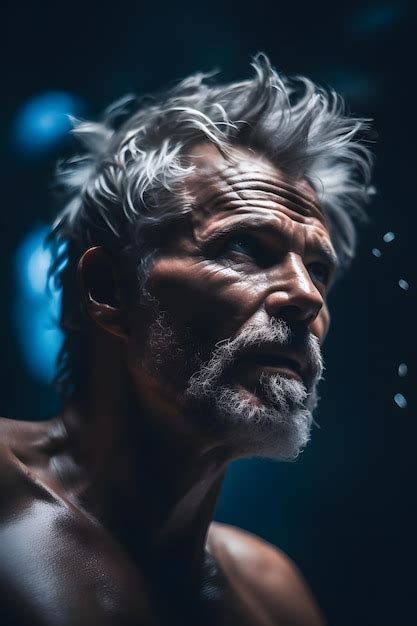 Um Homem De Barba Branca E Fundo Azul Foto Premium