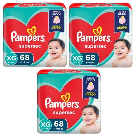 Kit Fraldas Pampers Supersec Jumbo Tam Xg 204 Tiras Oferta