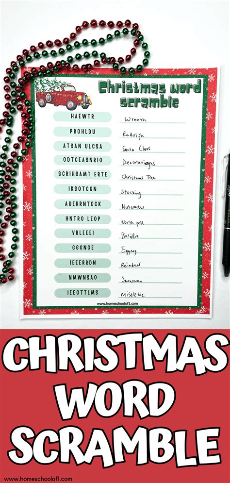 Free Christmas Word Scramble Printable With Answer Key