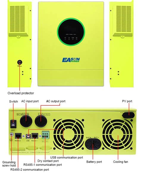 Easun Power W Zonneomvormer Mppt A Zonnelader Vdc Pv Open