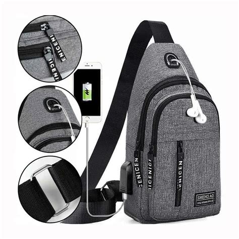 Bolso De Viaje Multifuncional Para Hombre Bolsa De Pecho Con USB