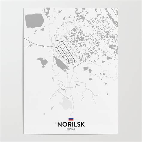 Norilsk, Russia - Light City Map Poster by IMR Designs | Society6