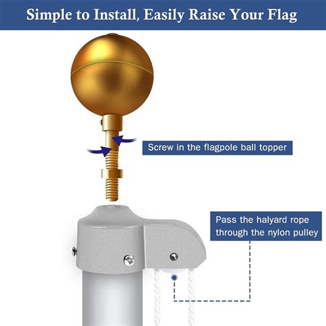 Nq Flagpole Hardware Repair Parts Kit Feet Halyard Gold Ball Kit