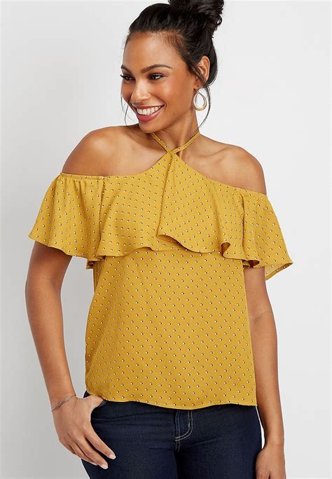 Cold Shoulder Ruffle Sleeve Top Ruffled Sleeve Top Clothes Tops