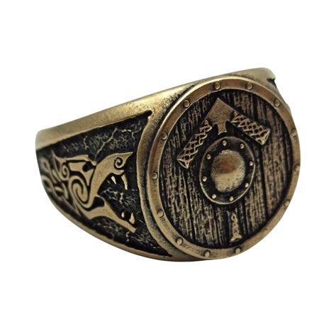 Tyr rune shield ring from bronze Tiwaz rune Viking jewelry – WikkedKnot ...