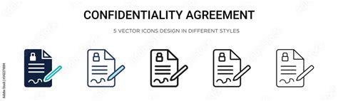 Confidentiality Agreement Icon In Filled Thin Line Outline And Stroke