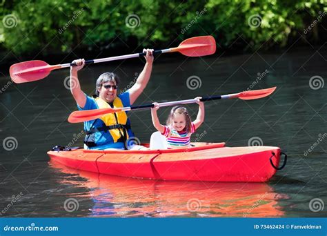 Father And Child Kayaking In Summer Stock Photo Image Of Kayak