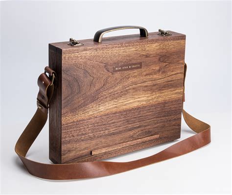 Wood Briefcase For Writers Handmade With Walnut And Leather Etsy