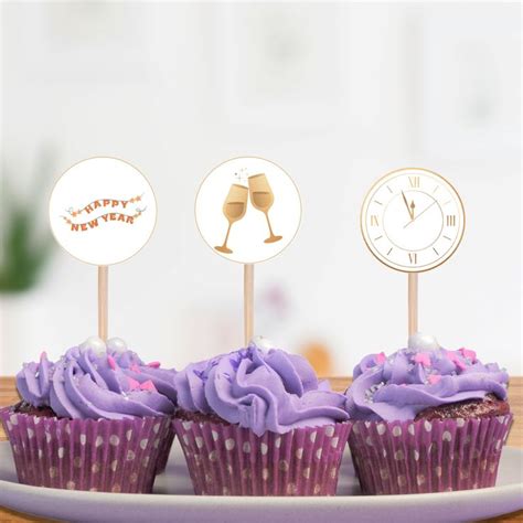 Printable New Years Cupcake Toppers New Year Theme Party Decorations