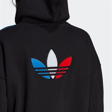 Adidas Tricolor Trefoil Crop Hoodie Black Gn2853 Chicago City Sports