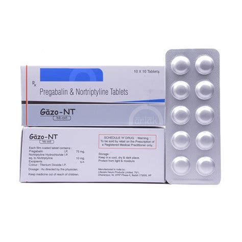 Pregabalin 75mg And Nortriptyline 10mg Tablets Manufacturer Supplier Franchise