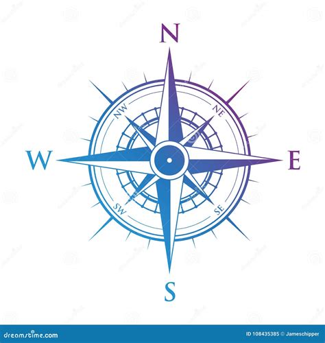 A Blue Compass Stock Vector Illustration Of Geography 108435385