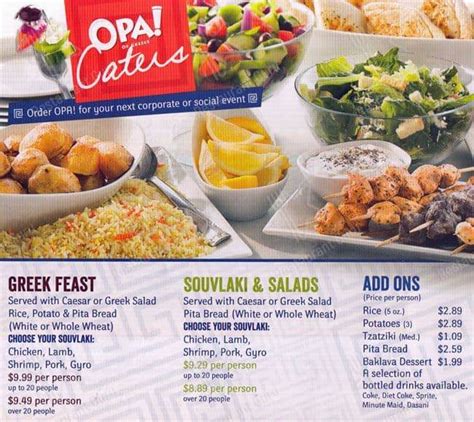 Menu at OPA! of Greece Eagles Landing fast food, Vaughan, Major ...