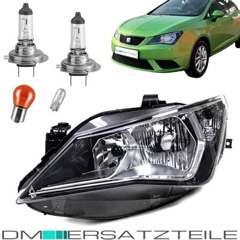 Set Seat Ibiza 6J Headlight Left Clear Glas Chrome Black 12 15 H7 H7