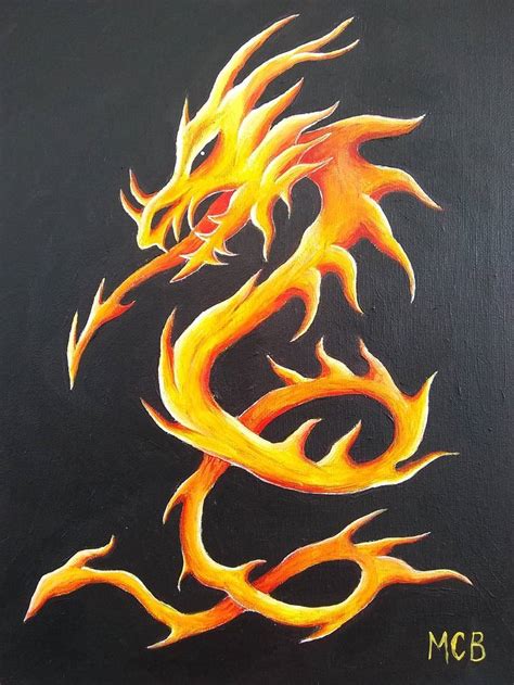 Fire Dragon Painting by Michael Beauchamp | Saatchi Art