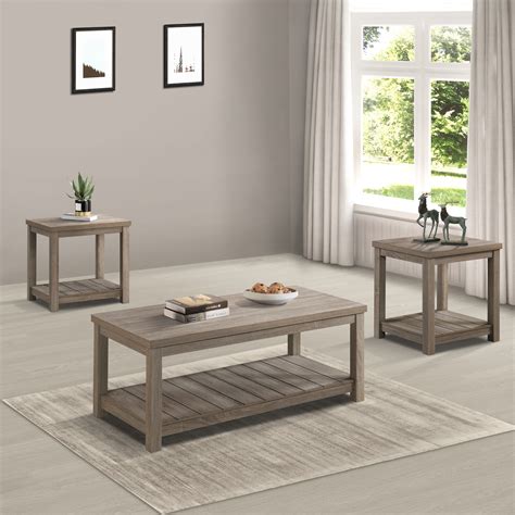 CDecor Home Furnishings Ariel Greige 3 Piece Occasional Set With Bottom