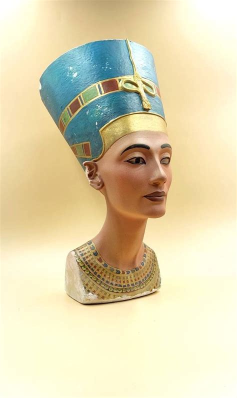 Nefertiti Bust Replica Original Colors Statue Egyptian Queen Nefertiti