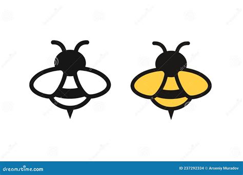 Black And Yellow Honey Bee Simple Silhouette Flat Icon Stock Vector