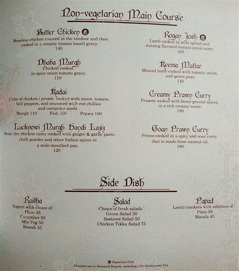 Menu At Ganesha Ek Sanskriti Menara Karya Jakarta Restaurant South