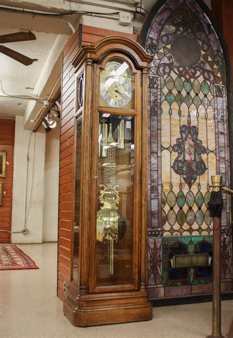 Lot An Oak Tall Case Floor Clock