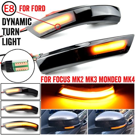 Black Dynamic Turn Signal Light Led Side Rearview Mirror Sequential