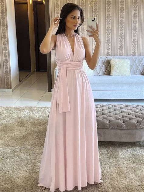 Vestido Multiformas Longo Infinity Dress Rosa Claro Loja Lali