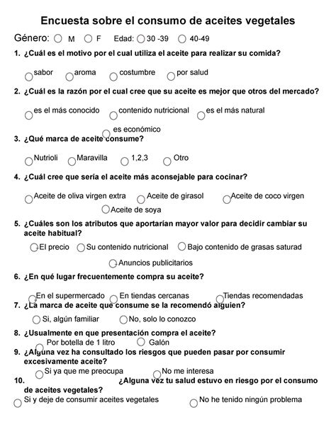 Encuesta sobre el consumo de aceites vegetales Cuál es el motivo por
