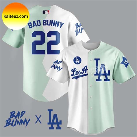 Los Angeles Dodgers Bad Bunny White Baseball Jersey Kaiteez