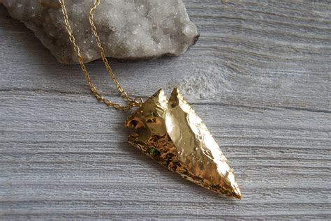 Gold Arrowhead Necklace Arrowhead Jewelry Arrowhead Etsy