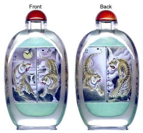 chinese  painted snuff bottle tigers chinese art chinese crafts