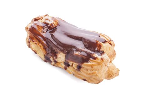 Eclair Mit Creme In Der Schokoladenbeschichtung Stockbild Bild Von