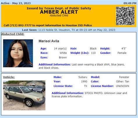 Joel Thomas On Twitter Rt Tx Alerts Active Amber Alert For Marisol