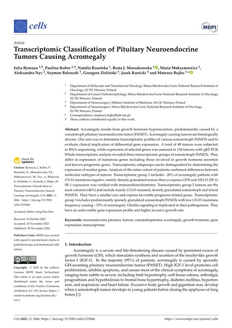 Pdf Transcriptomic Classification Of Pituitary Neuroendocrine Tumors