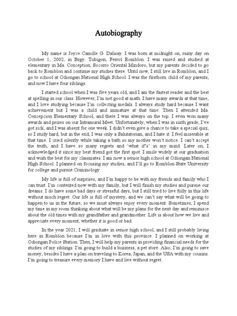 autobiography  language arts discipline