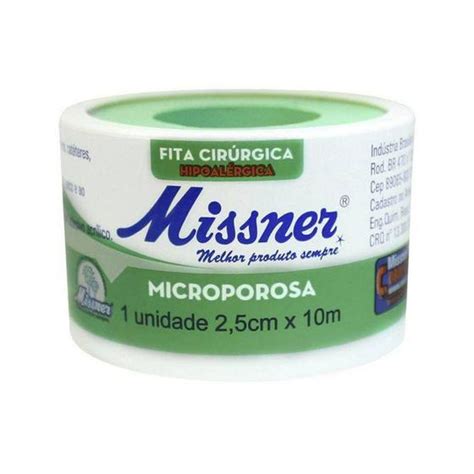 Fita Cirúrgica Microporosa Hipoalérgica Branca Missner 2 5 cm x 10 m