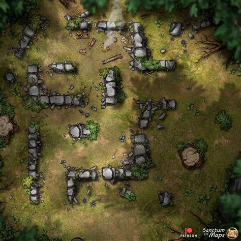 Oc Camp In The Ruins 30x30 Battlemap Rfantasymaps