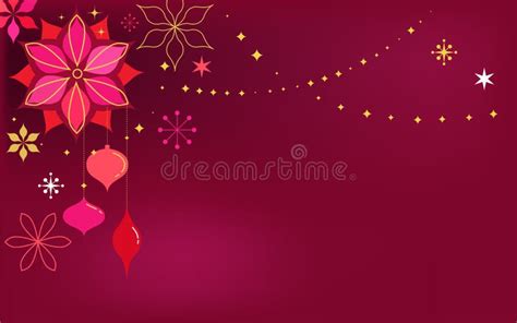 Red Christmas Card Background with Flowers Stock Vector - Illustration ...