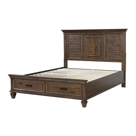 Canora Grey Wood Eastern King Storage Panel Bed Burnished Oak Wayfair