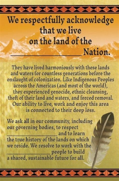 Poster Indigenous Land Acknowledgement Etsy