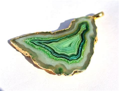 72x34mm 24kt Gold Electroplated Edge Green Druzy Agate Slice Etsy