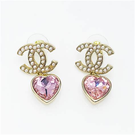 Pair Of Authentic Chanel Pink Heart Drop Earrings Artedeco Online