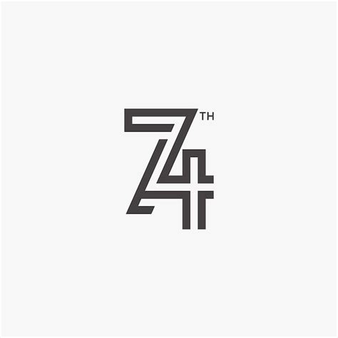 Premium Vector Th Number Seventy Four Abstract Minimal Logo Stylish