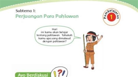 Kunci Jawaban Kelas 4 Tema 5 SubTema 1 Perjuangan Para Pahlawan Buku