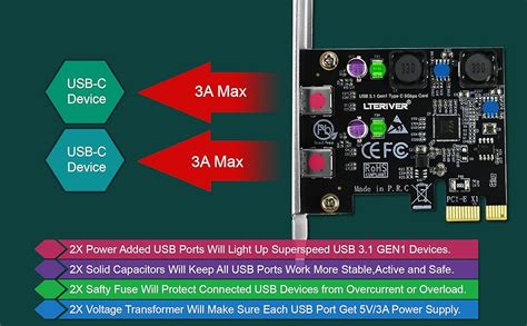 Lteriver Pcie Puertos Superspeed Gbps Max Usb Gen Tipo C