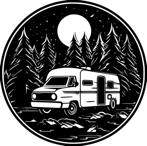 Camping, Black and White Vector illustration 26708122 Vector Art at Vecteezy