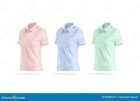 Women Polo Shirt Template Front Back And Side Vector Illustration