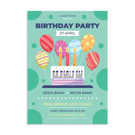 Premium Vector | Flat design birthday party flyer template