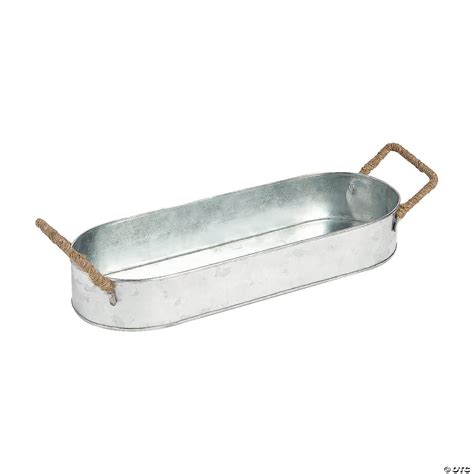 Galvanized Metal Tray With Handles Oriental Trading